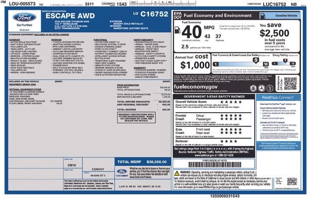 2020 Ford Escape Titanium Hybrid