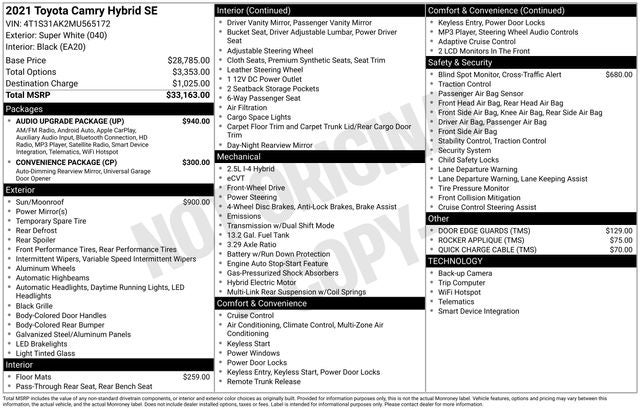 2021 Toyota Camry Hybrid SE