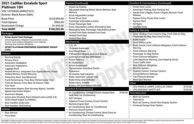 2021 Cadillac Escalade Sport Platinum