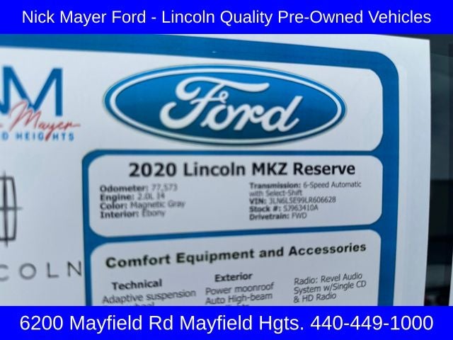 2020 Lincoln MKZ Reserve