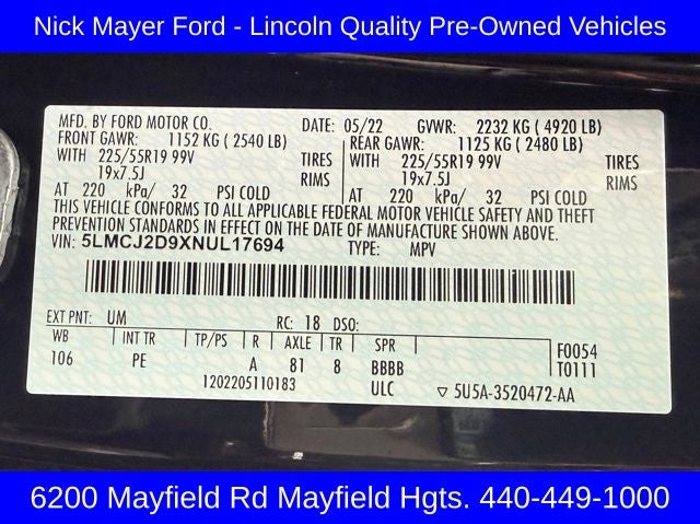 2022 Lincoln Corsair Reserve