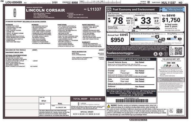 2022 Lincoln Corsair Plug-In Hybrid Grand Touring