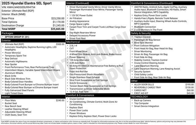 2025 Hyundai Elantra SEL Sport