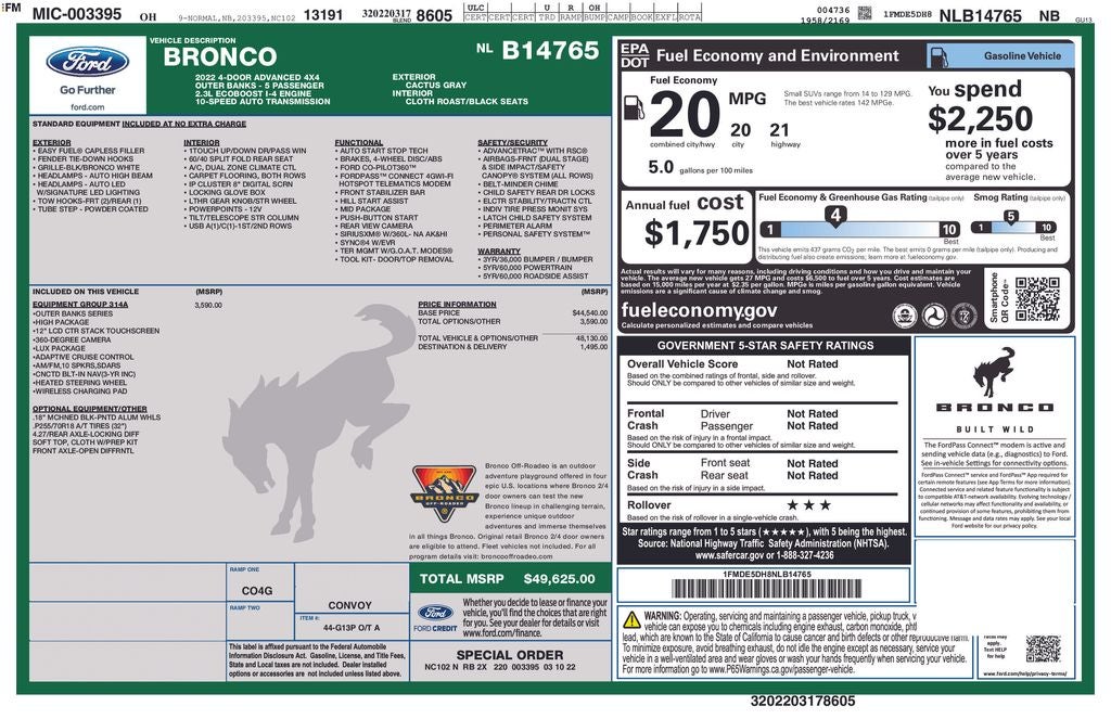 2022 Ford Bronco Outer Banks