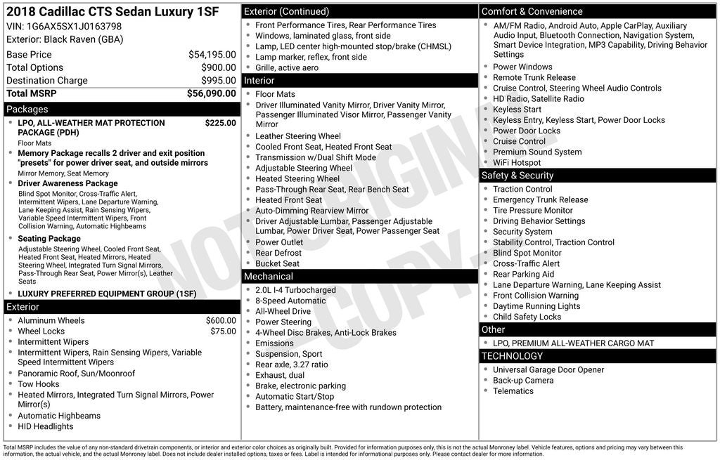 2018 Cadillac CTS 2.0L Turbo Luxury