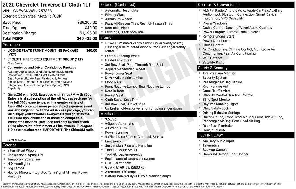 2020 Chevrolet Traverse LT 1LT
