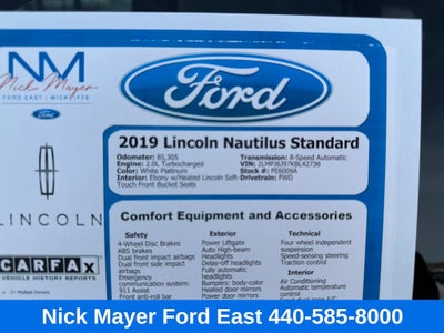 2019 Lincoln Nautilus Standard