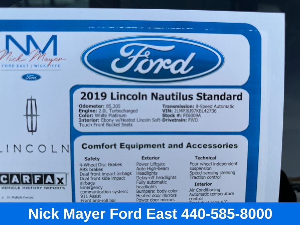 2019 Lincoln Nautilus Standard