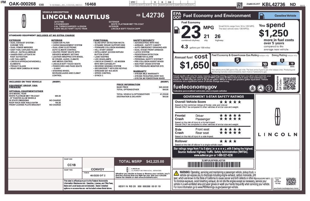 2019 Lincoln Nautilus Standard
