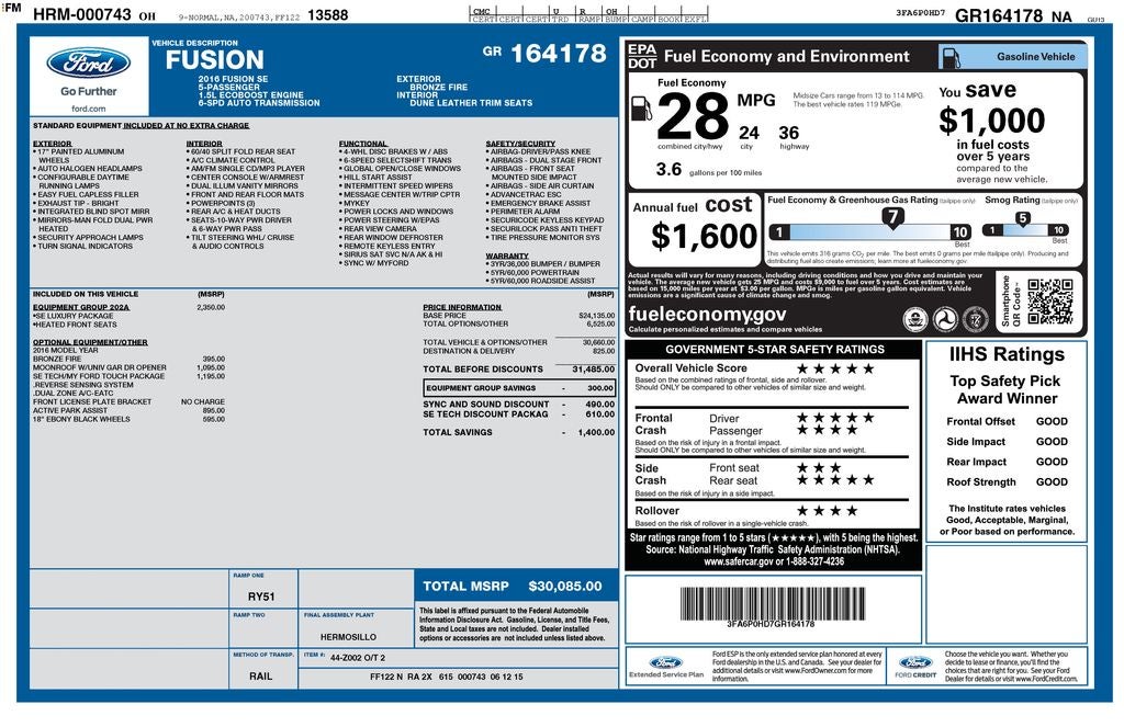 2016 Ford Fusion SE