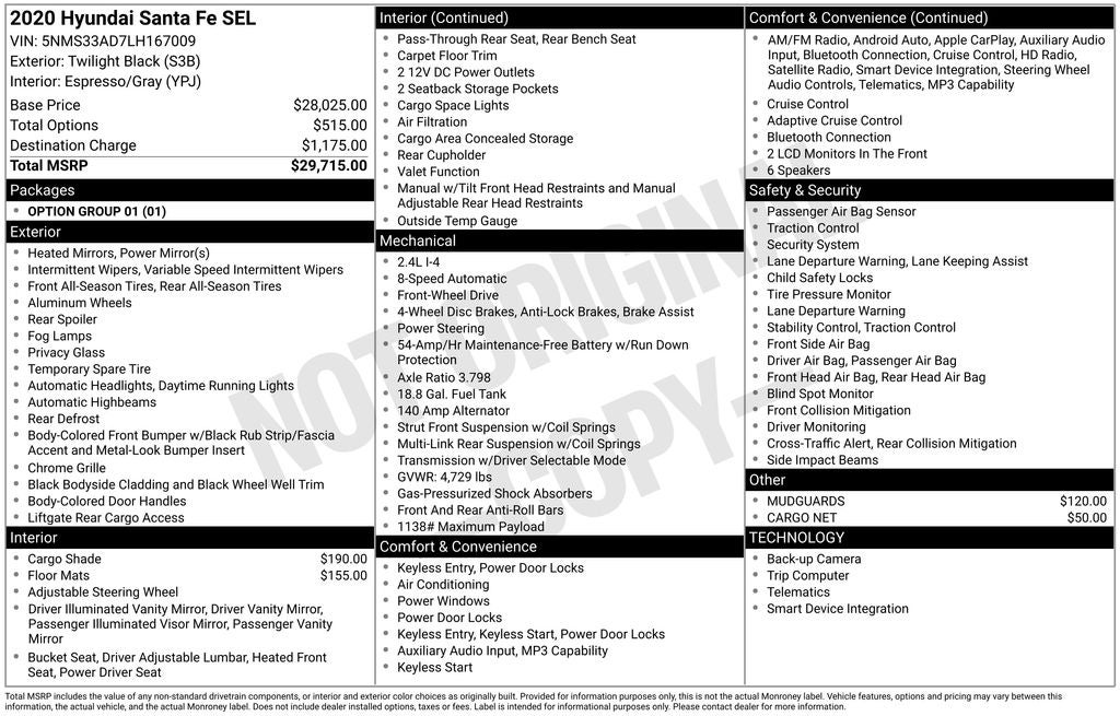 2020 Hyundai Santa Fe SEL