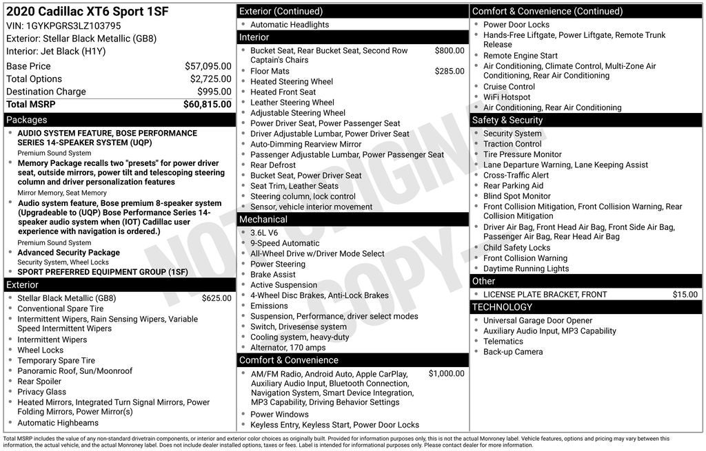 2020 Cadillac XT6 Sport
