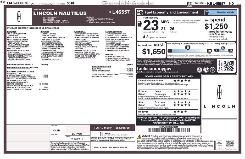 2019 Lincoln Nautilus Reserve