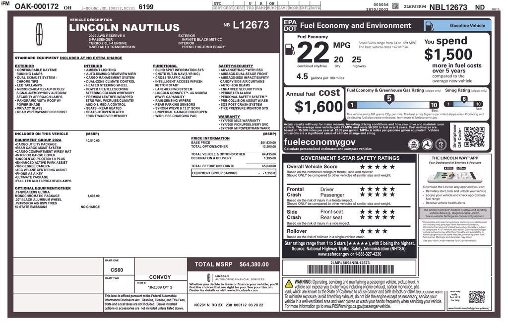 2022 Lincoln Nautilus Reserve