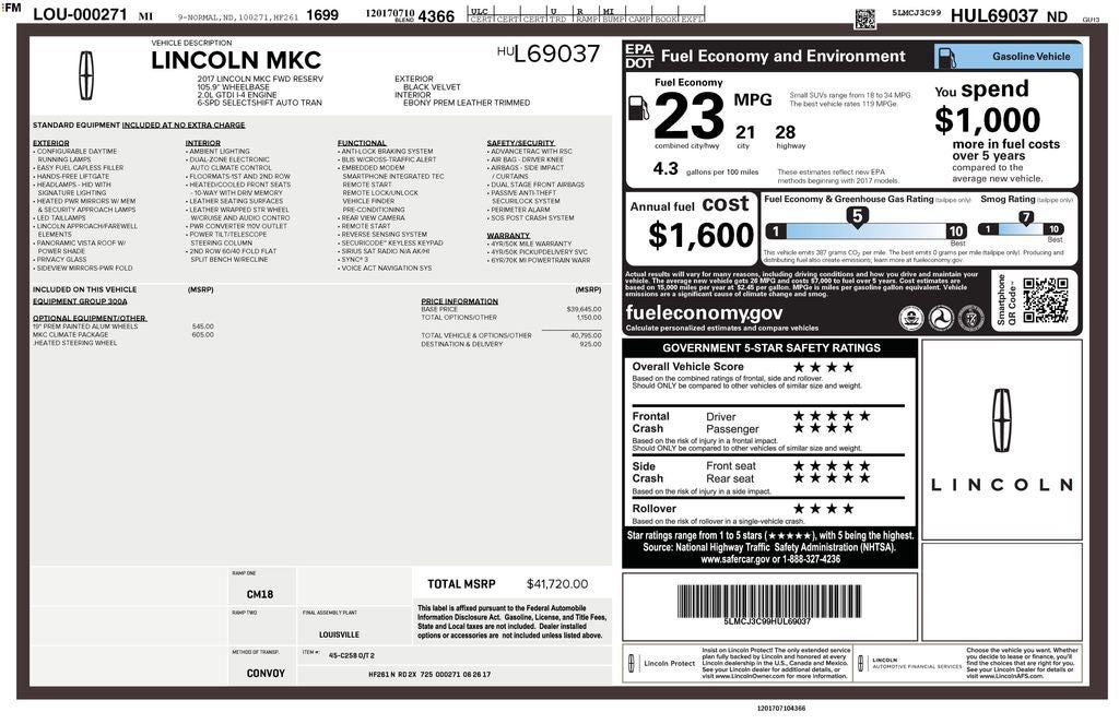 2017 Lincoln MKC Reserve