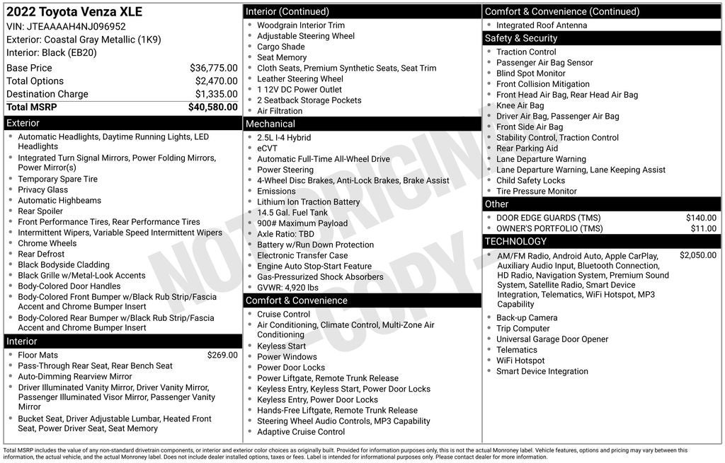 2022 Toyota Venza XLE